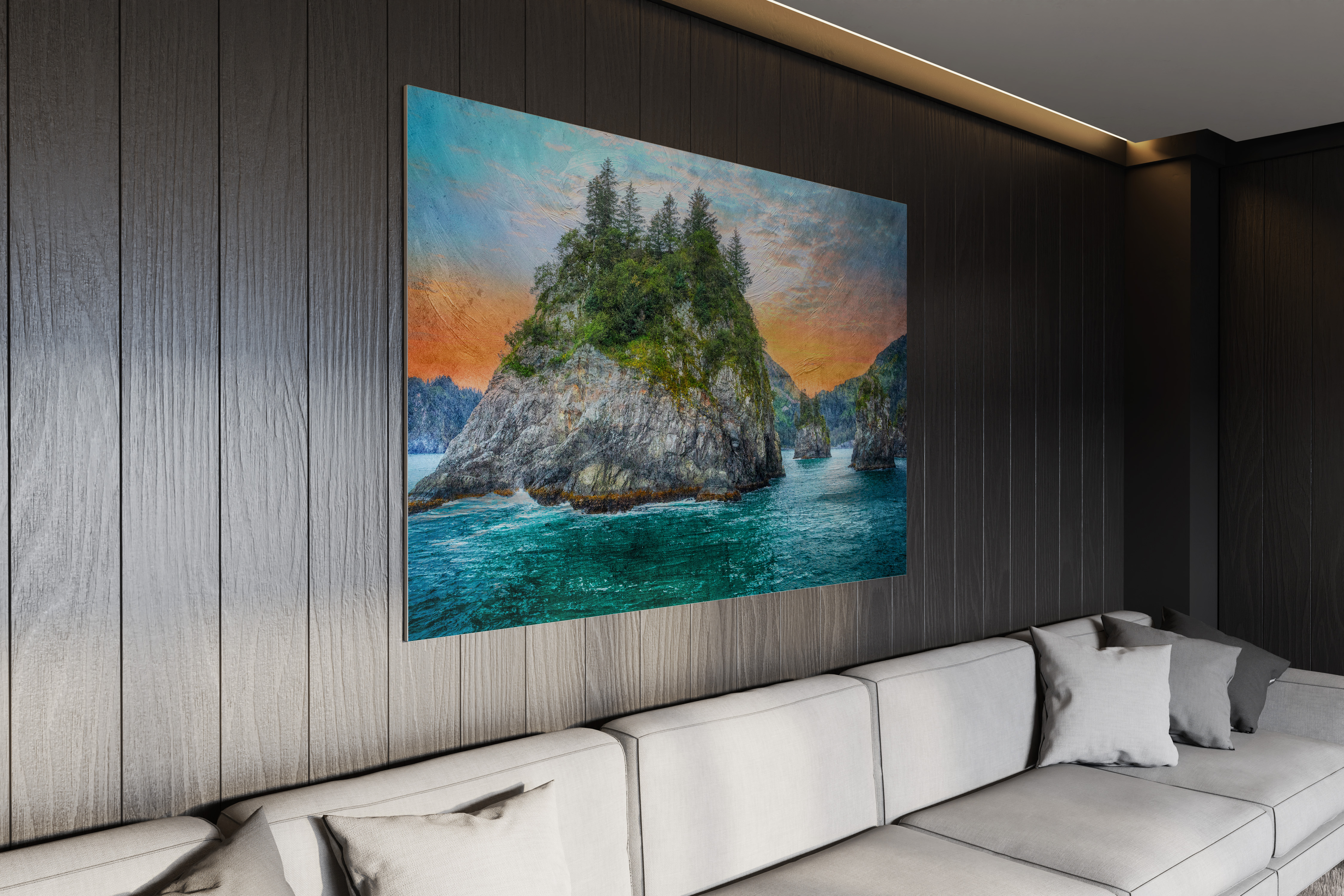 Kenai Fjords Alaska large format canvas art in luxury interior by Dan Sproul